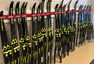A picture of the classroom cross country ski set